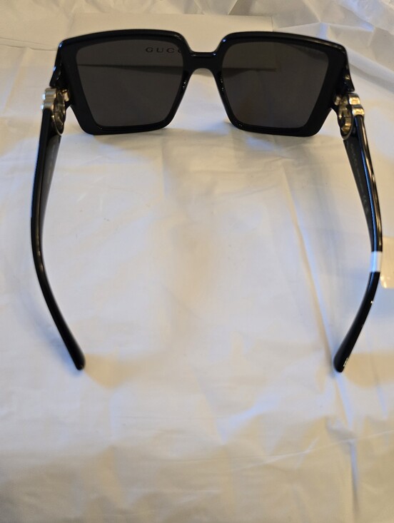 Gucci Black Square Sunglasses with Gold Interlocking G Accent. NEW main image 8